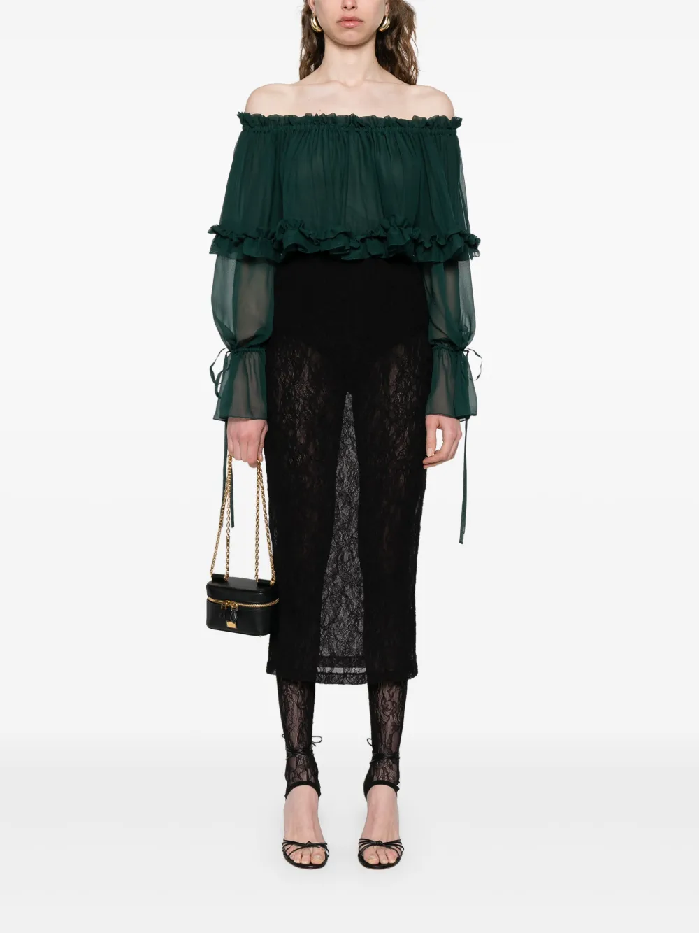 Saint Laurent Zijden blouse met ruches - Groen