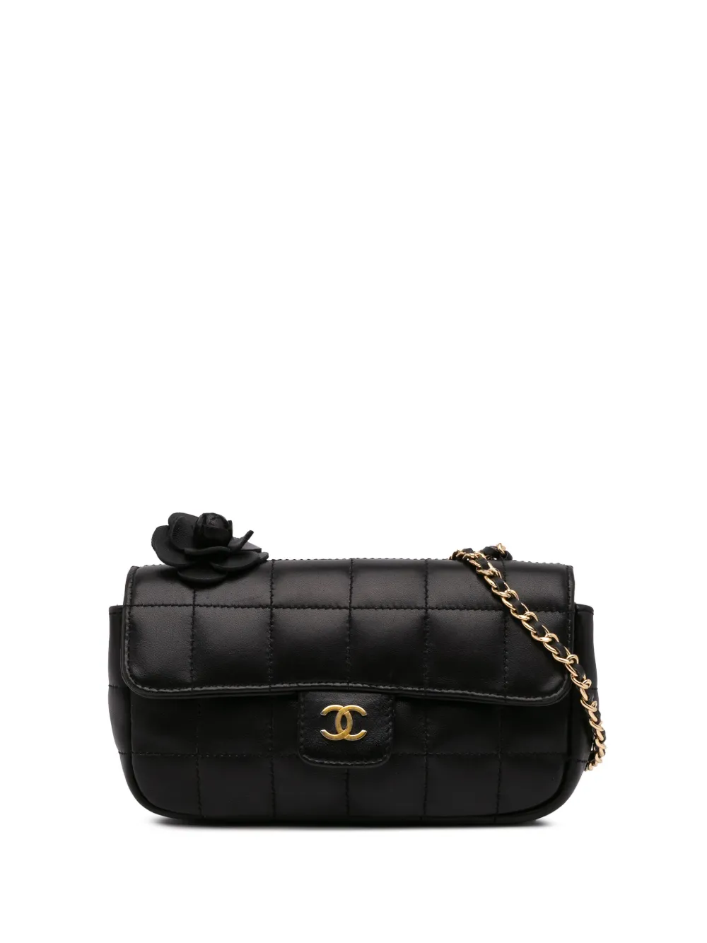CHANEL Pre-Owned 2008-2009 Extra Mini Camellia Choco Bar Lambskin Flap CHANEL Pre-Owned 2008-2009 Extra Mini Camellia Choco Bar Lambskin Flap