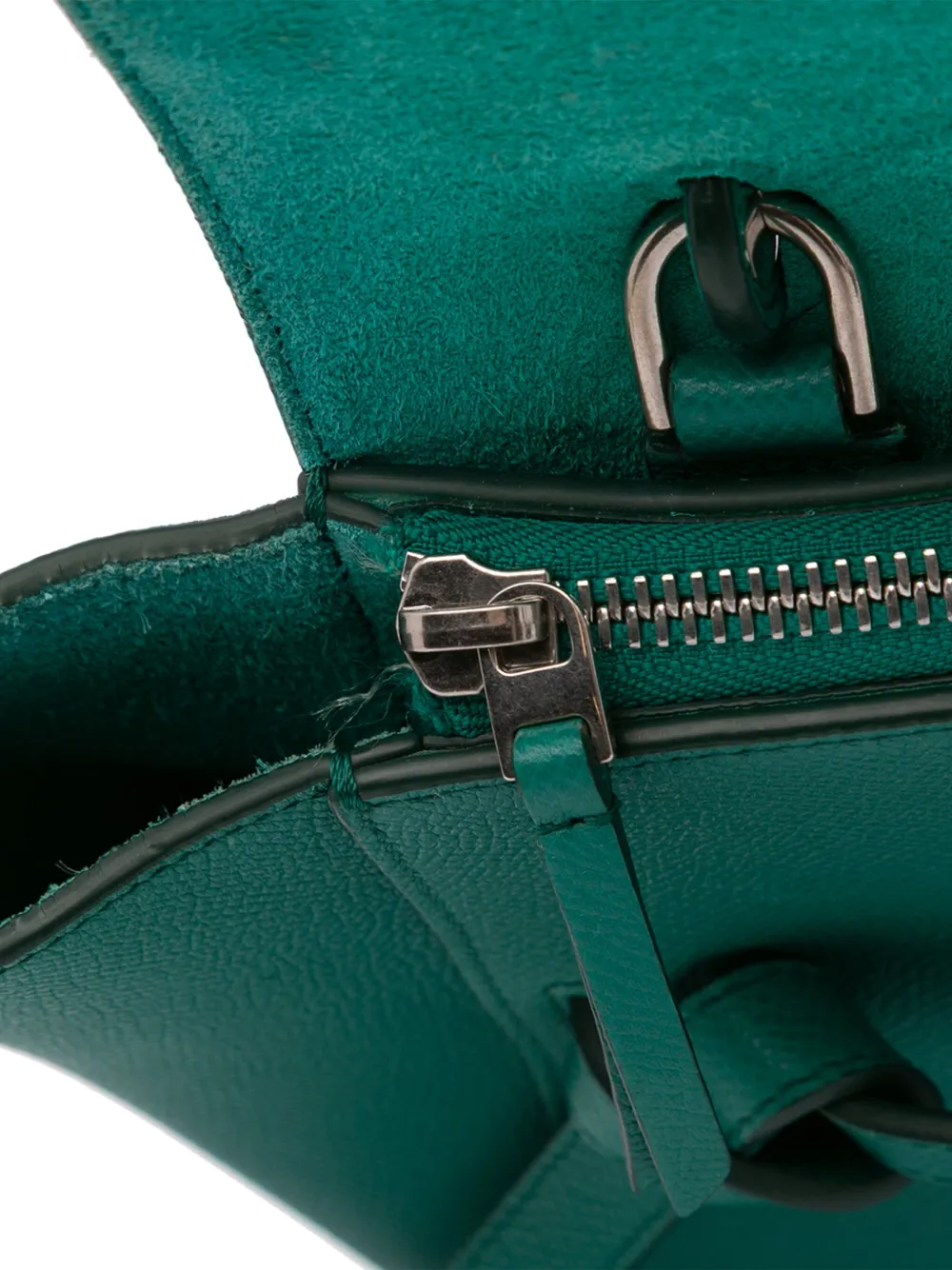 Pre-owned Celine 2017 Mini Grained Calfskin Belt Bag Satchel In Green