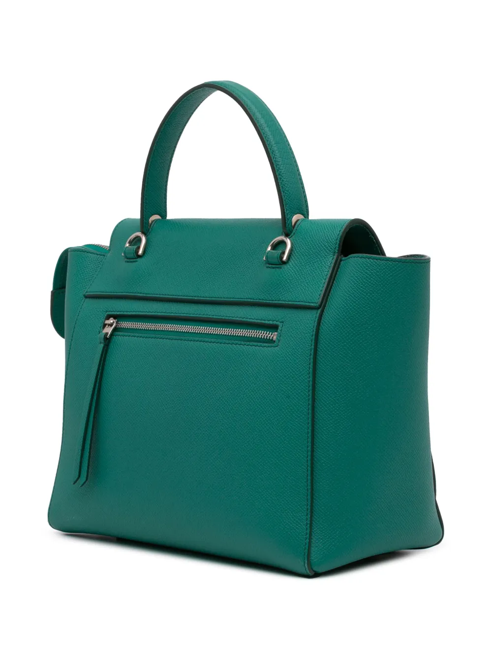 Pre-owned Celine 2017 Mini Grained Calfskin Belt Bag Satchel In Green