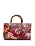 Gucci Pre-Owned 2016-2024 Medium Calfskin Blooms Bamboo Shopper satchel - Red