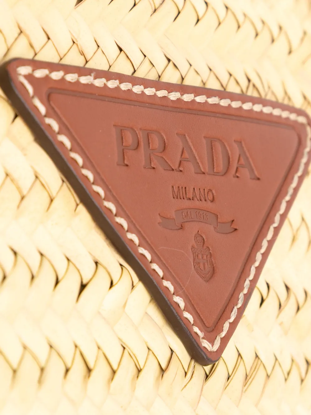 Pre-owned Prada 2013-2024 Large Palmitto Vitello Basket Tote Bag In Brown
