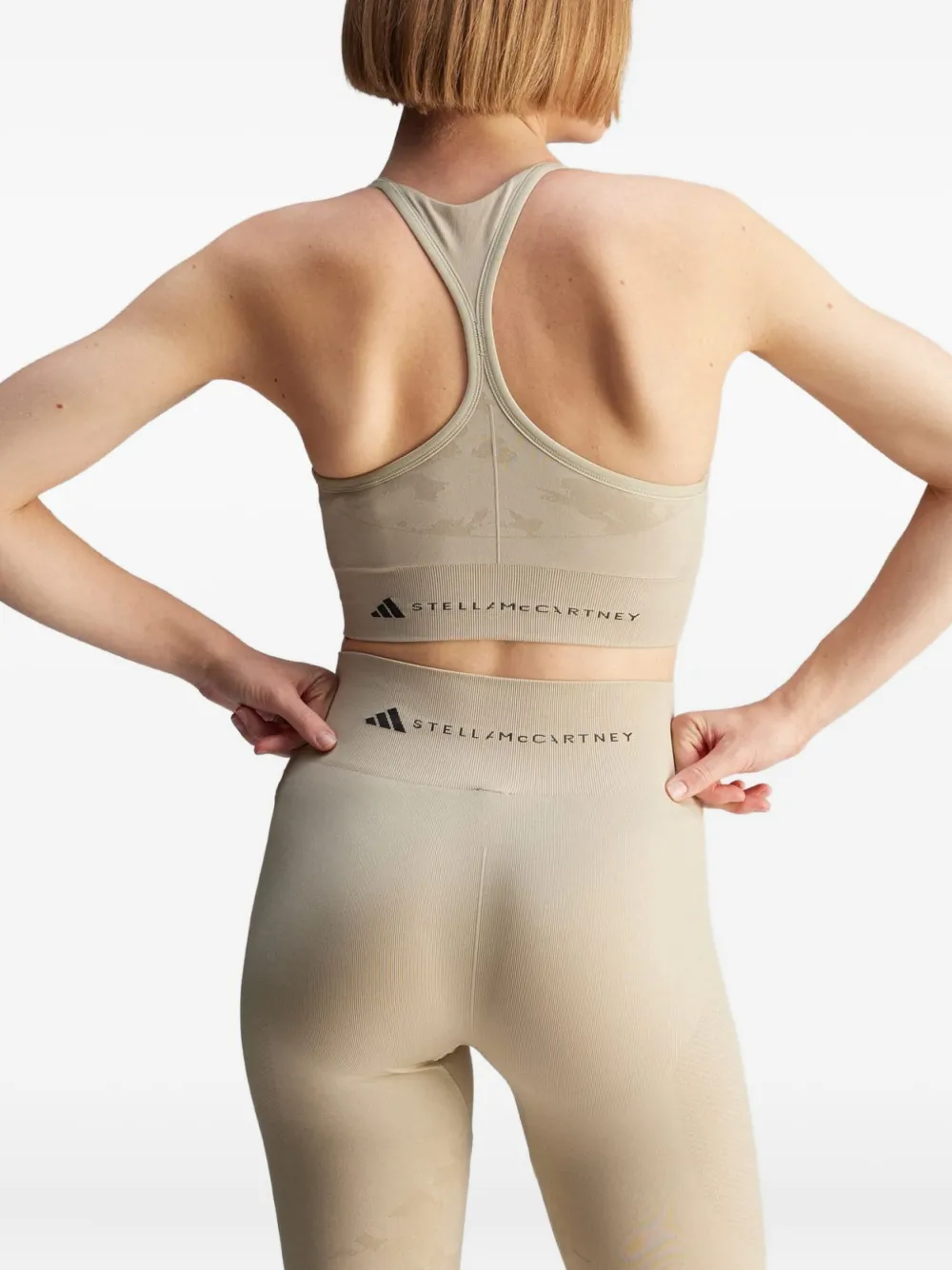 adidas by Stella McCartney Sport-bh met camouflageprint Beige