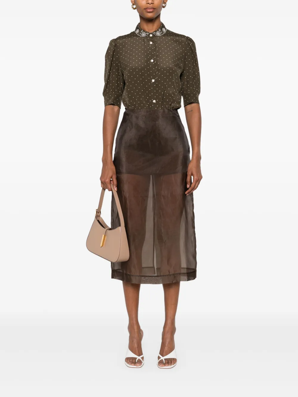 Alessandra Rich Crêpe de chine blouse - Groen