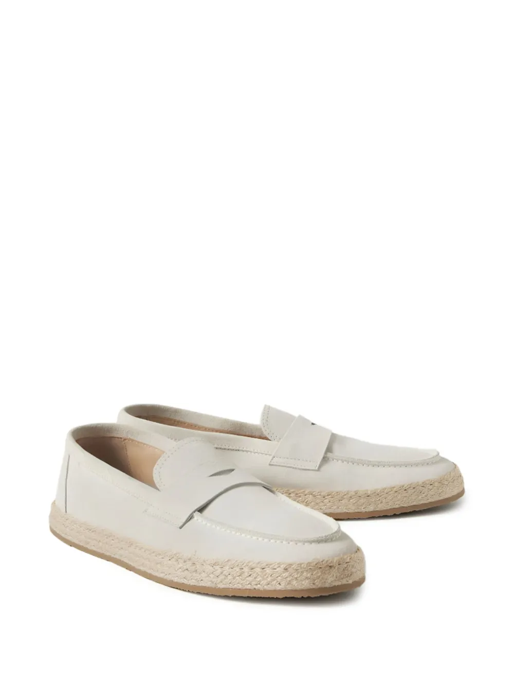 Brunello Cucinelli leather-suede loafers White