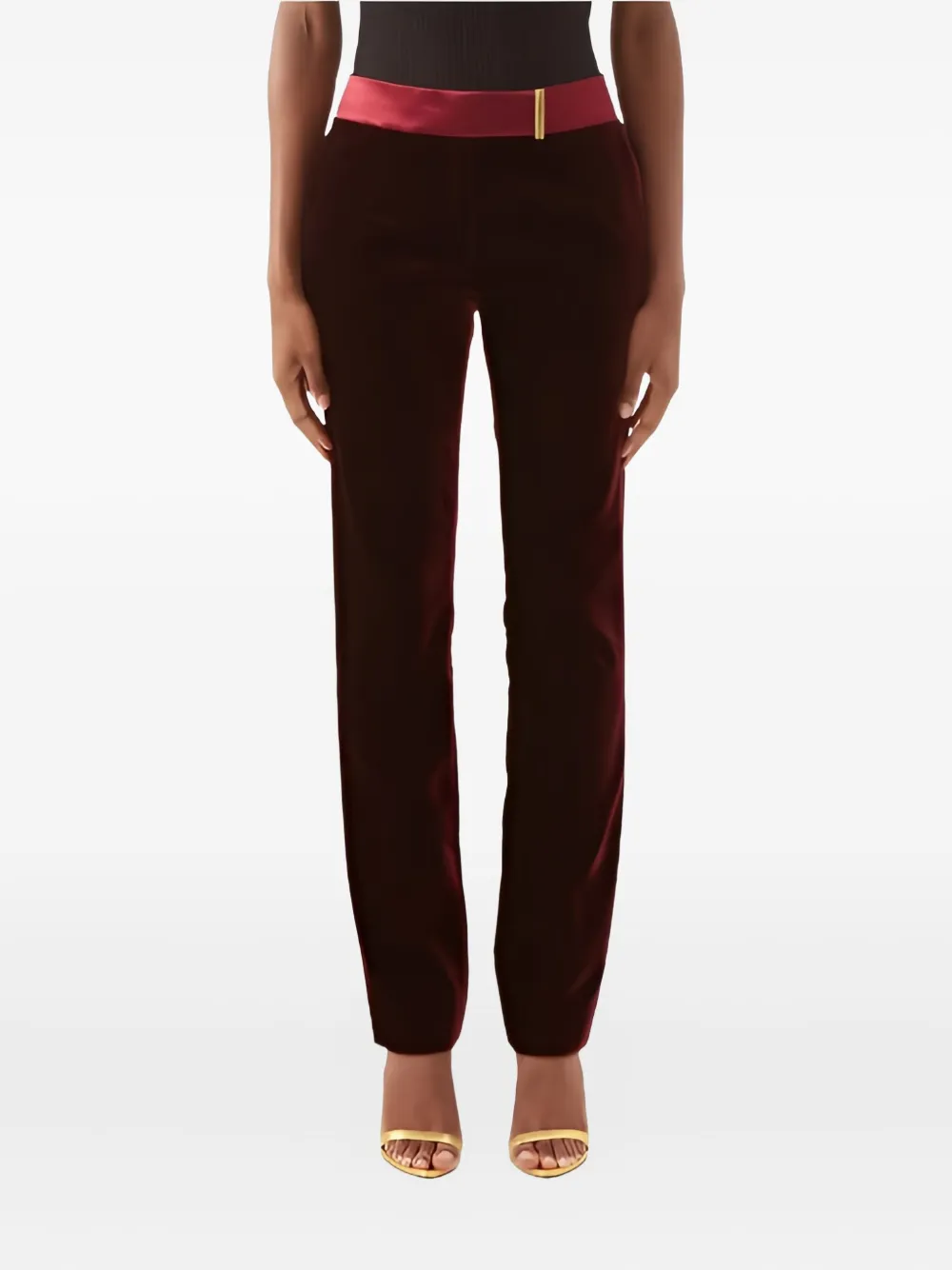 Tom Ford Velvet Trousers In Burgundy