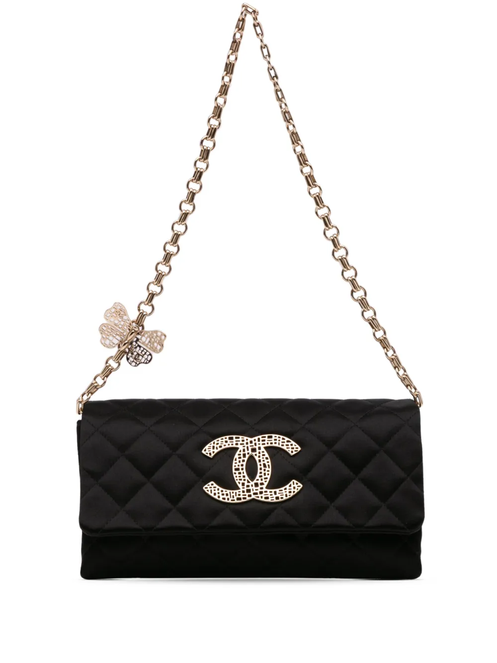 CHANEL Pre-Owned 2010-2011 ココマーク マトラッセ バタフライ チェーン クラッチ ショルダーバッグ - ブラック CHANEL Pre-Owned 2010-2011 ココマーク マトラッセ バタフライ チェーン クラッチ ショルダーバッグ - ブラック