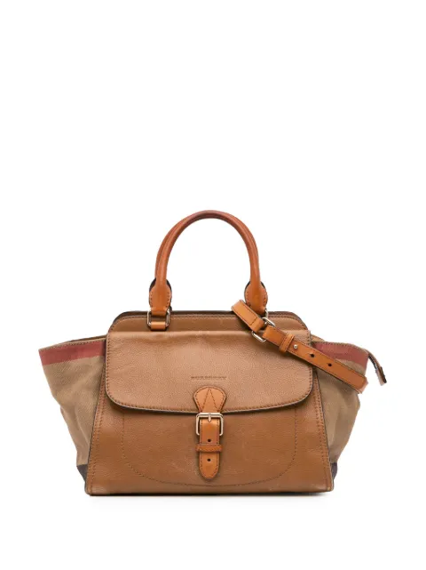 Burberry Pre-Owned 2000-2024 Medium Leather and House Check Harcourt satchel