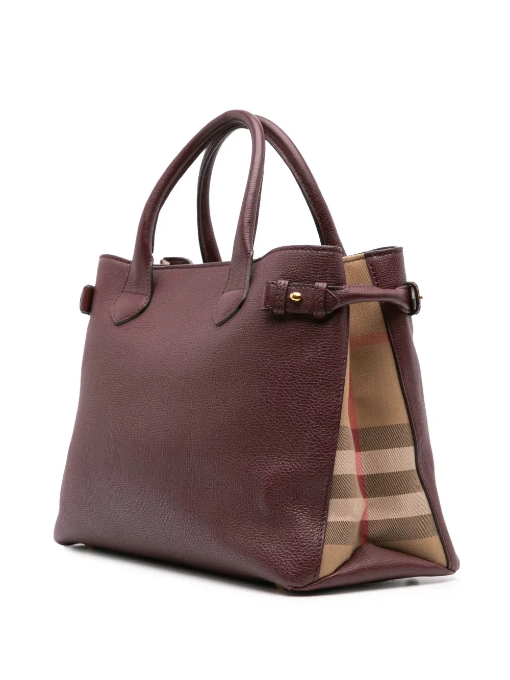 Pre-owned Burberry 2000-2017 Medium Leather And House Check Banner Satchel