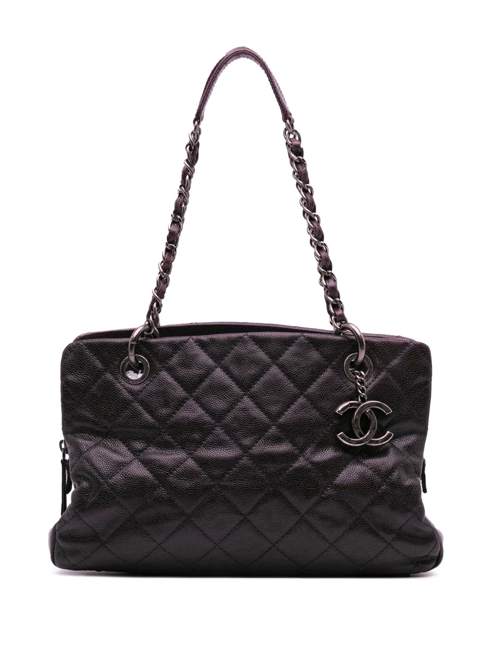 CHANEL Pre-Owned 2012 スモール マトラッセ イリディセント キャビア シック ショッピング ハンドバッグ - パープル CHANEL Pre-Owned 2012 スモール マトラッセ イリディセント キャビア シック ショッピング ハンドバッグ - パープル