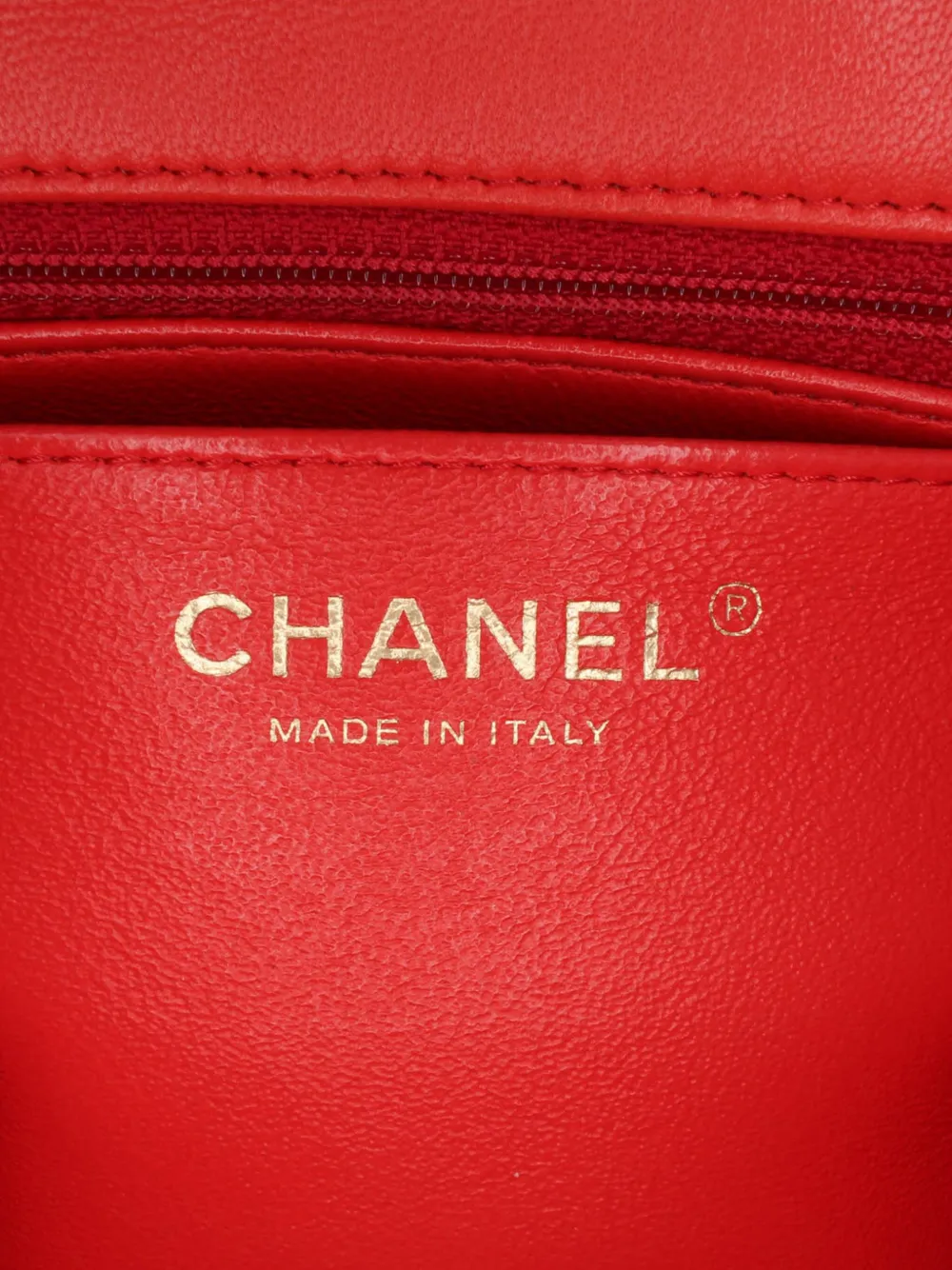 Pre-owned Chanel 2017-2018 Mini Square Classic Lambskin Single Flap Crossbody Bag In Red