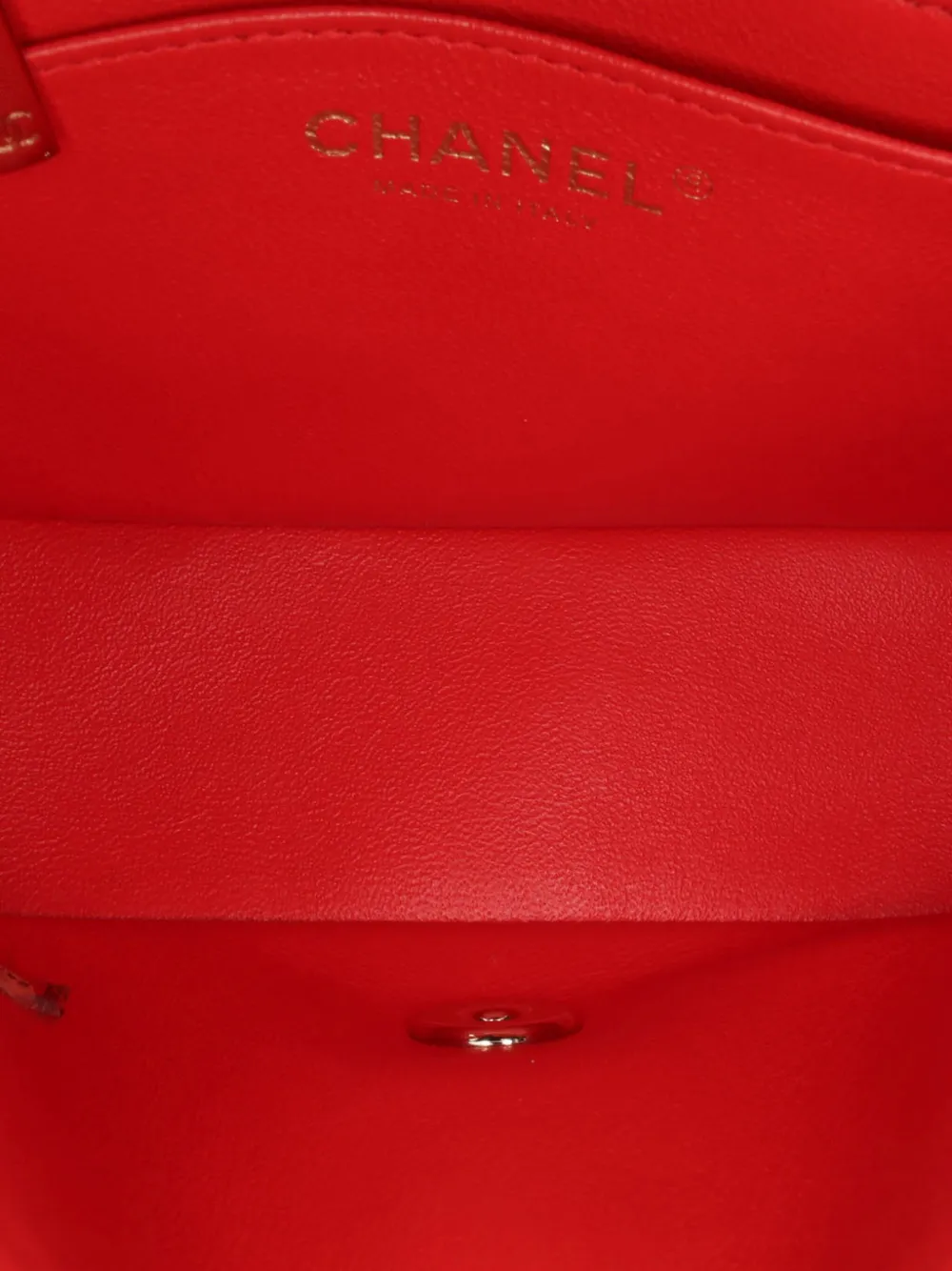 Pre-owned Chanel 2017-2018 Mini Square Classic Lambskin Single Flap Crossbody Bag In Red