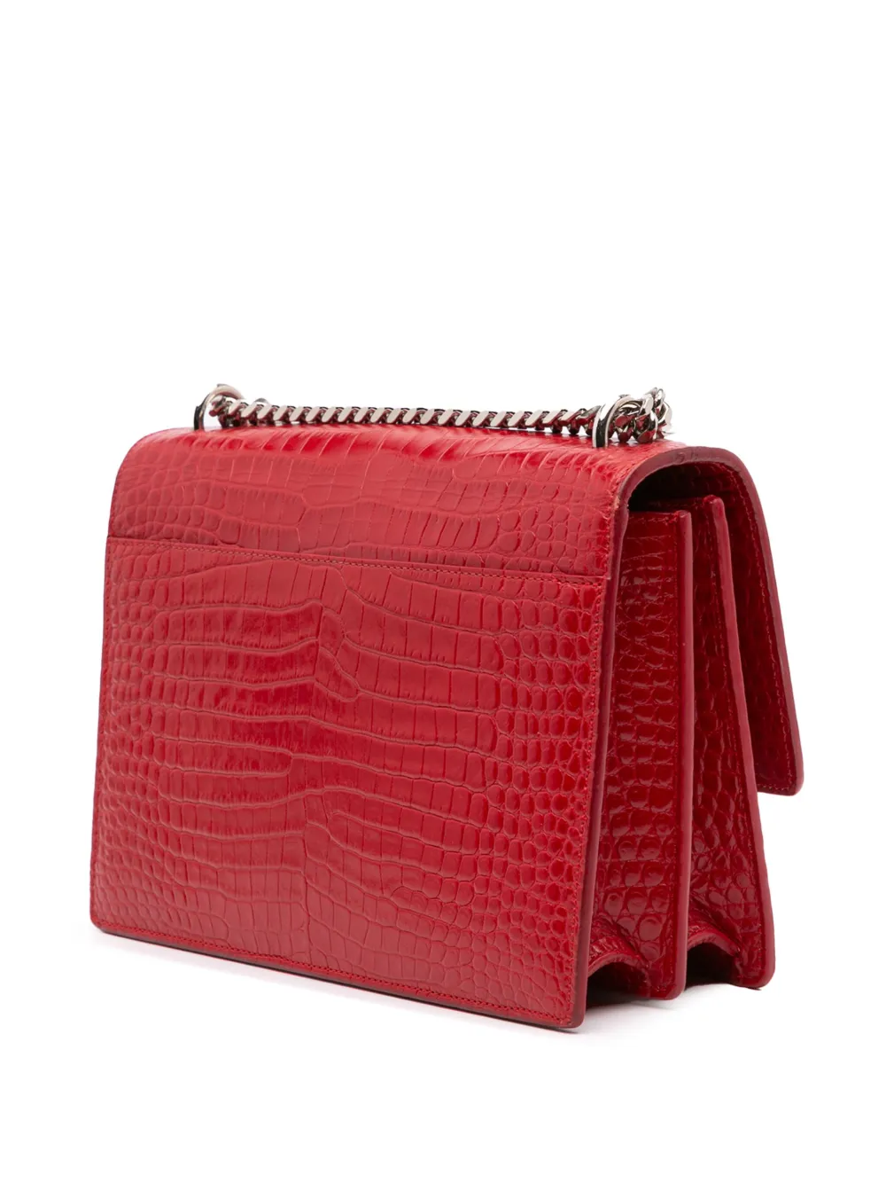 Pre-owned Saint Laurent 2016 Medium Croc Embossed Leather Sunset Crossbody Bag