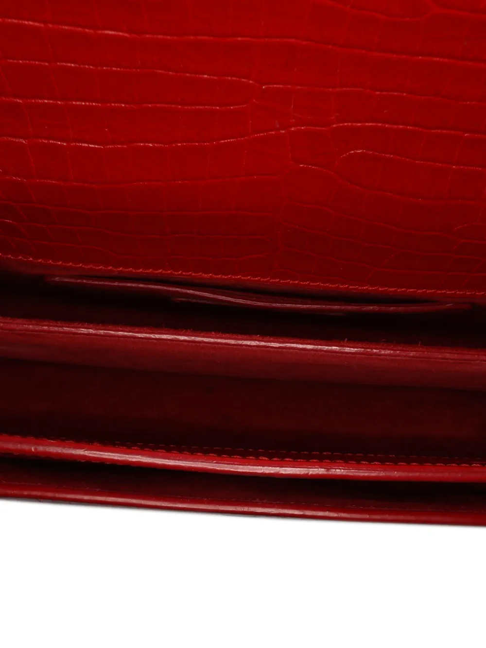 Pre-owned Saint Laurent 2016 Medium Croc Embossed Leather Sunset Crossbody Bag