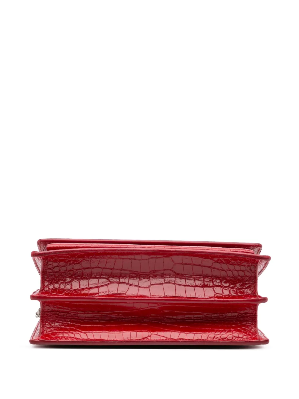 Pre-owned Saint Laurent 2016 Medium Croc Embossed Leather Sunset Crossbody Bag