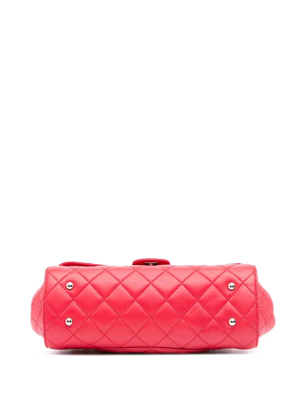 Pre-owned Chanel 2015-2016 Cc Quilted Lambskin Kisslock Frame Flap Tote Bag In Pink