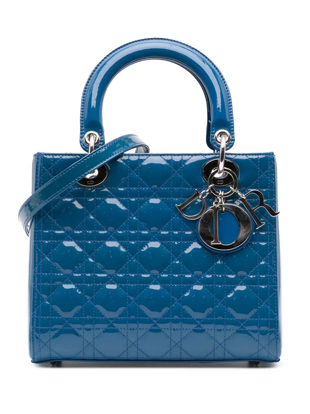 Christian Dior Pre-Owned 2014 ミディアム パテント カナージュ レディ ディオール サッチェルバッグ - Christian Dior Pre-Owned 2014 ミディアム パテント カナージュ レディ ディオール サッチェルバッグ -