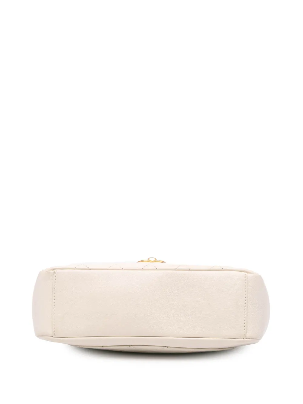 Pre-owned Chanel 2019 Quilted Lambskin Curved Flap Satchel In White