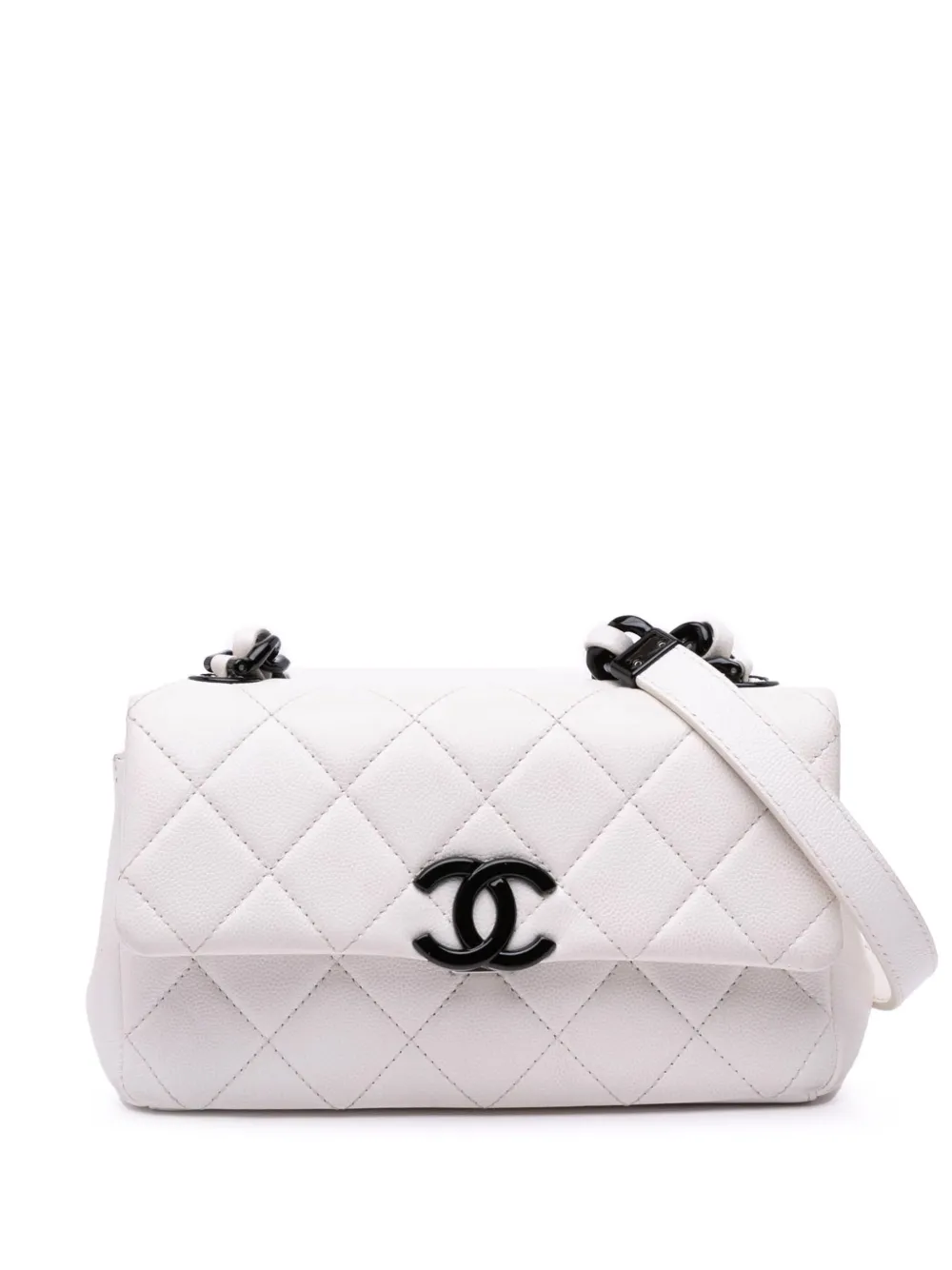 CHANEL Pre-Owned 2020 スモール マトラッセ キャビア マイ エブリシング フラップ ショルダーバッグ - ホワイト CHANEL Pre-Owned 2020 スモール マトラッセ キャビア マイ エブリシング フラップ ショルダーバッグ - ホワイト