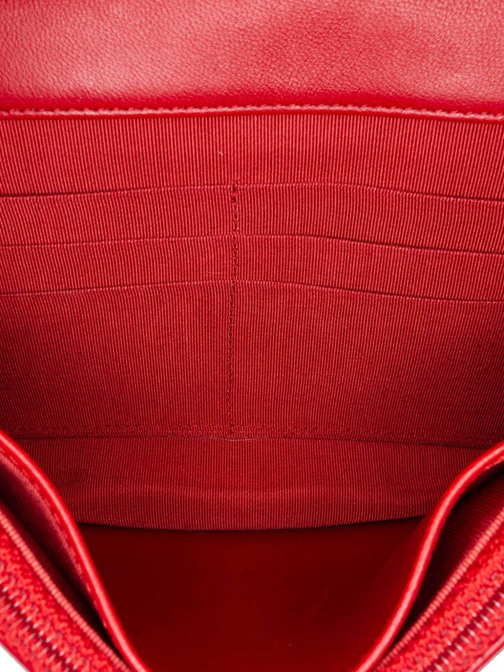 Pre-owned Chanel 2013-2014 Cc Lambskin Wallet On Chain Crossbody Bag In Red