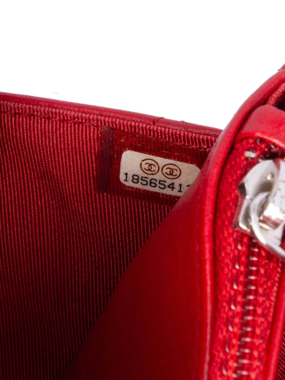 Pre-owned Chanel 2013-2014 Cc Lambskin Wallet On Chain Crossbody Bag In Red