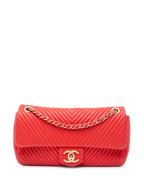 CHANEL Pre-Owned 2014-2015 Medium Wrinkled Calfskin Quilted Chevron Medallion Charm Surpique Flap shoulder bag