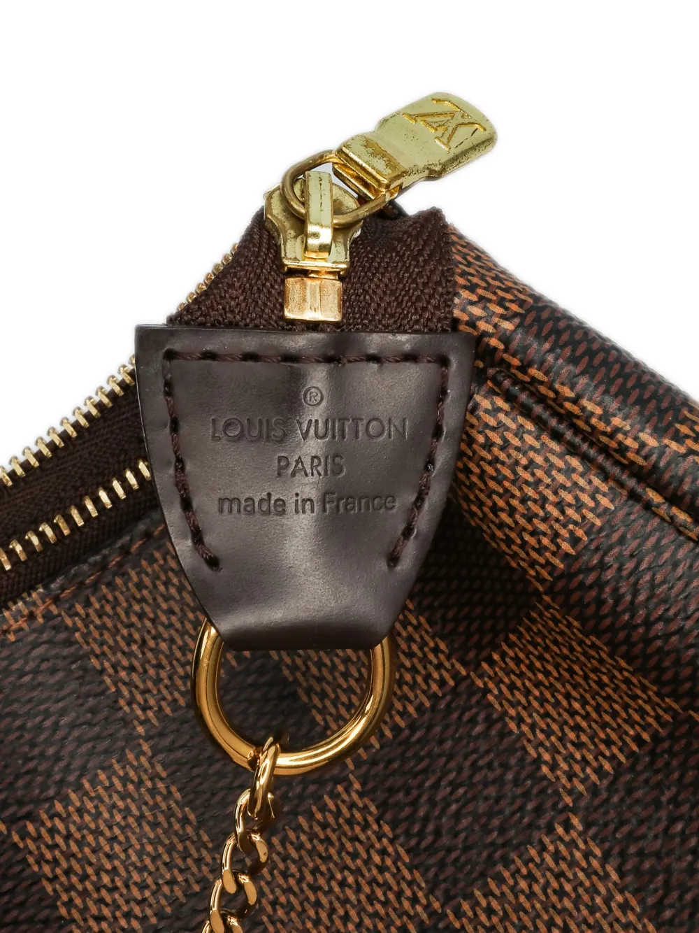 Pre-owned Louis Vuitton 2019 Damier Ebene Mini Pochette Accessoires Handbag In Brown