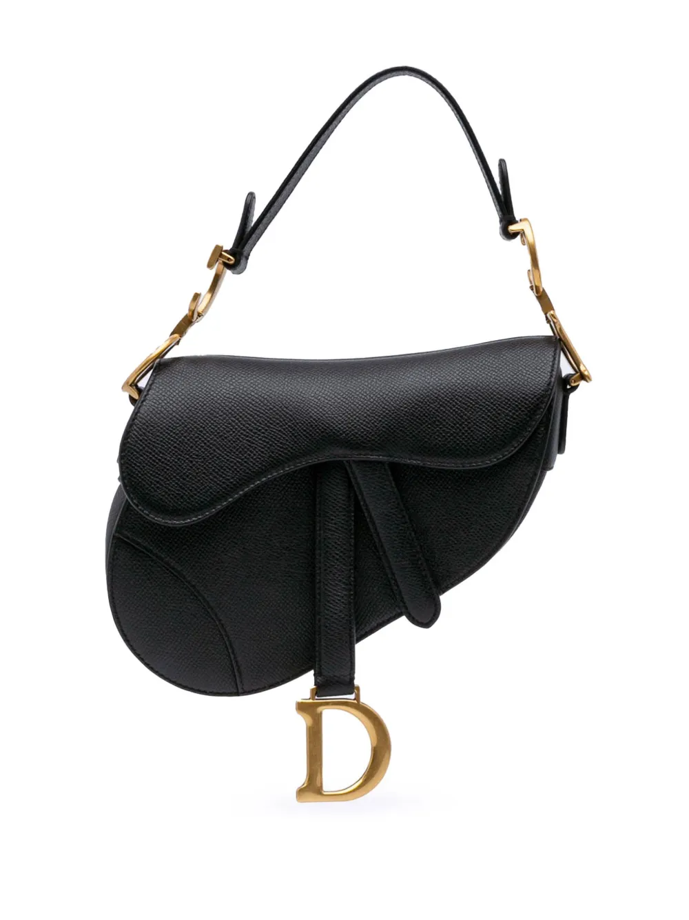 Christian Dior Pre-Owned 2020 ミニ グレインカーフ サドル サッチェルバッグ - ブラック Christian Dior Pre-Owned 2020 ミニ グレインカーフ サドル サッチェルバッグ - ブラック