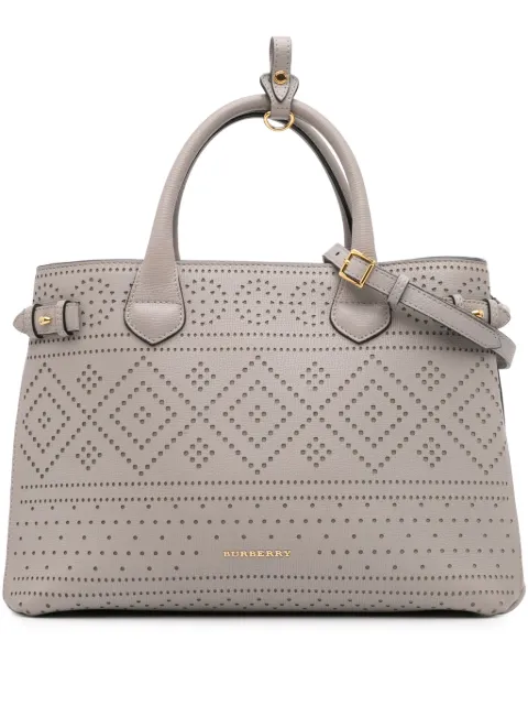 Burberry Pre-Owned bolsa satchel Banner mediana de piel con perforaciones 2000-2017
