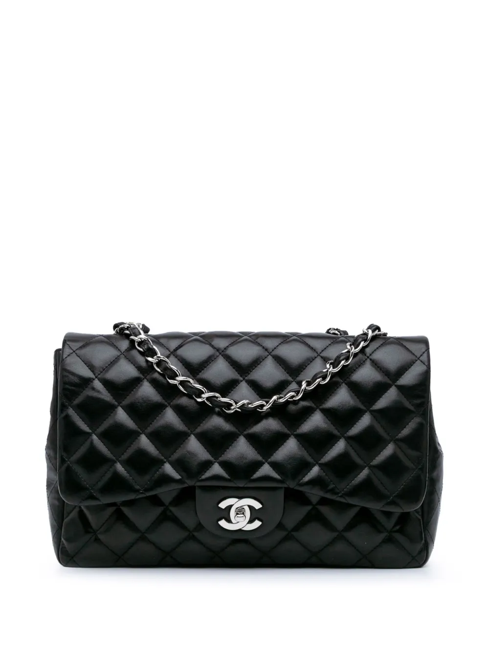 CHANEL Pre-Owned 2009-2010 Jumbo Classic Lambskin Single Flap shoulder bag | Black | Image 1