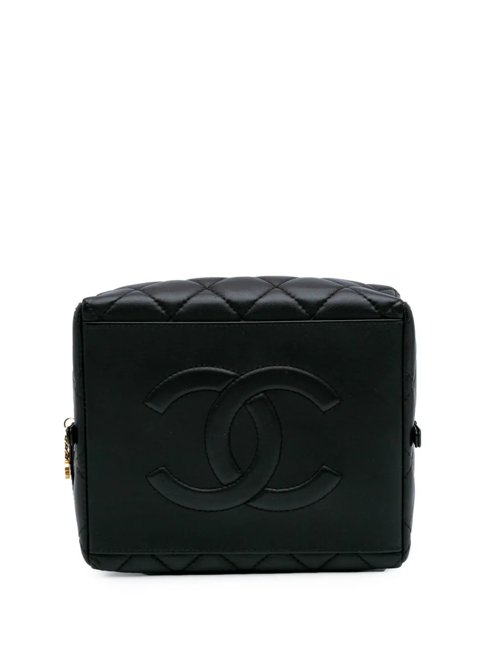 Pre-owned Chanel 2021-2024 Métiers D'art Cc Quilted Lambskin Box Top Handle Satchel