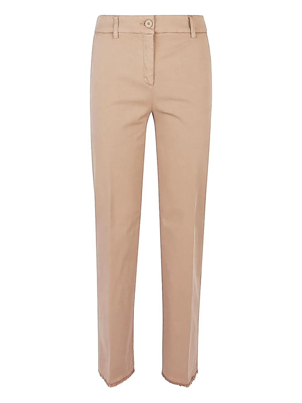 Via Masini 80 Frayed-edge Trousers In Neutral