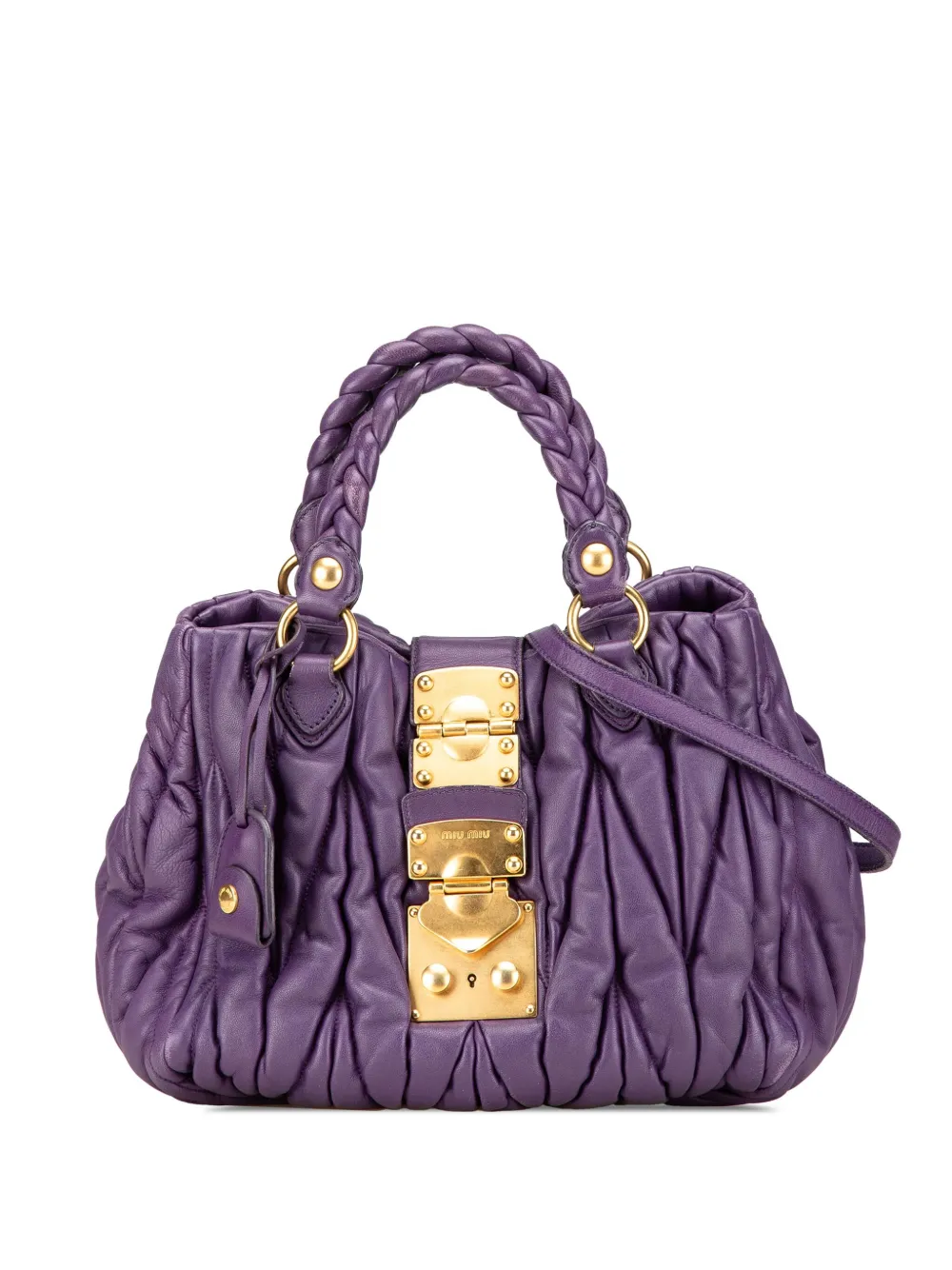 Miu Miu Pre-Owned 2010-2024 Lambskin Matelasse Coffer satchel | Purple | Image 1