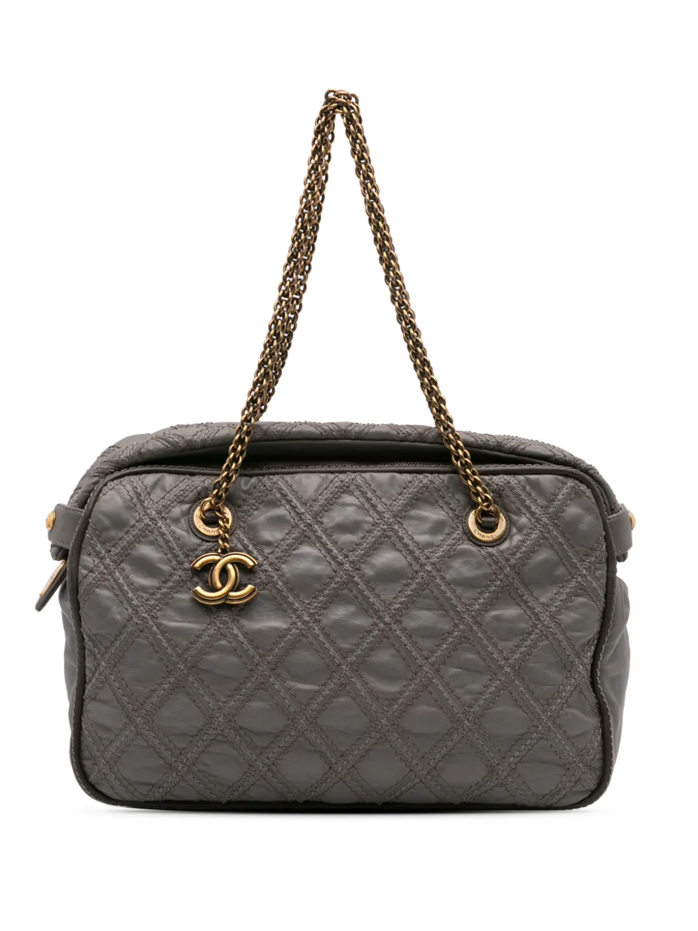 CHANEL Pre-Owned 2010-2011 ココマーク マトラッセ カーフスキン トリプティク ハンドバッグ - GRAY CHANEL Pre-Owned 2010-2011 ココマーク マトラッセ カーフスキン トリプティク ハンドバッグ - GRAY