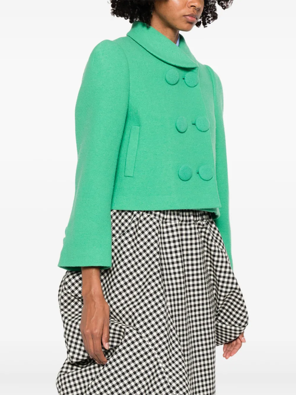 Shushu-tong Double-breasted Button-up Blazer In Green