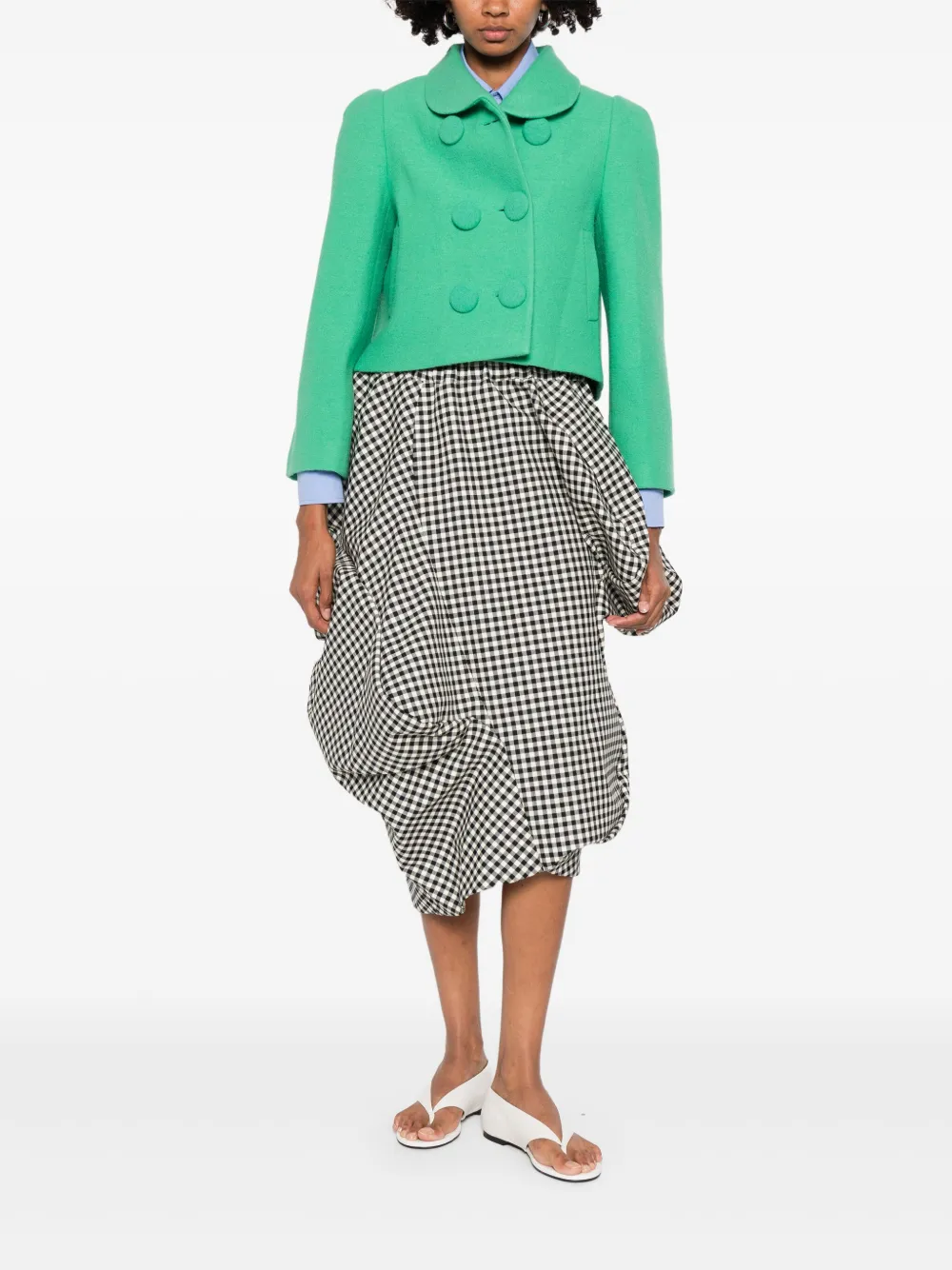 Shushu-tong Double-breasted Button-up Blazer In Green