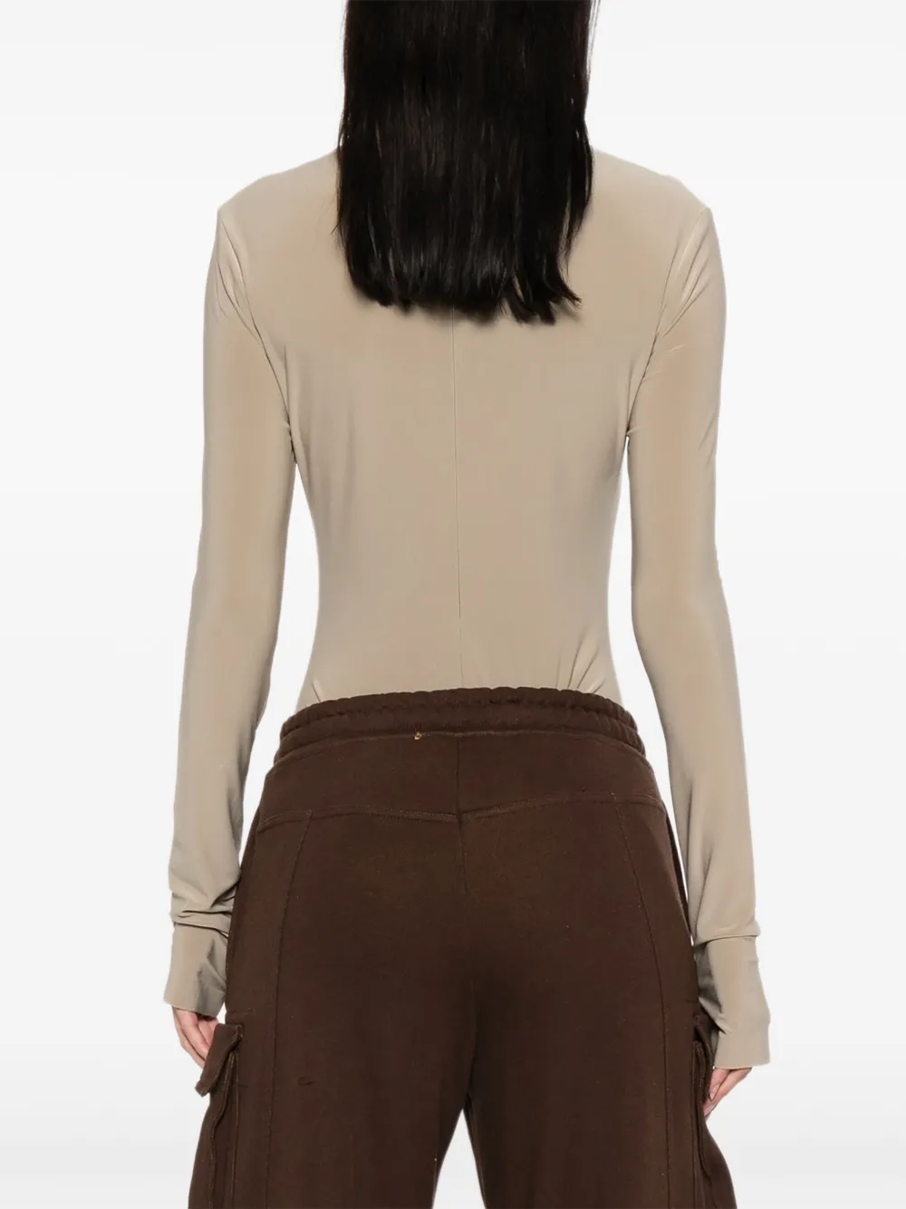 Norma Kamali long-sleeve bodysuit Beige