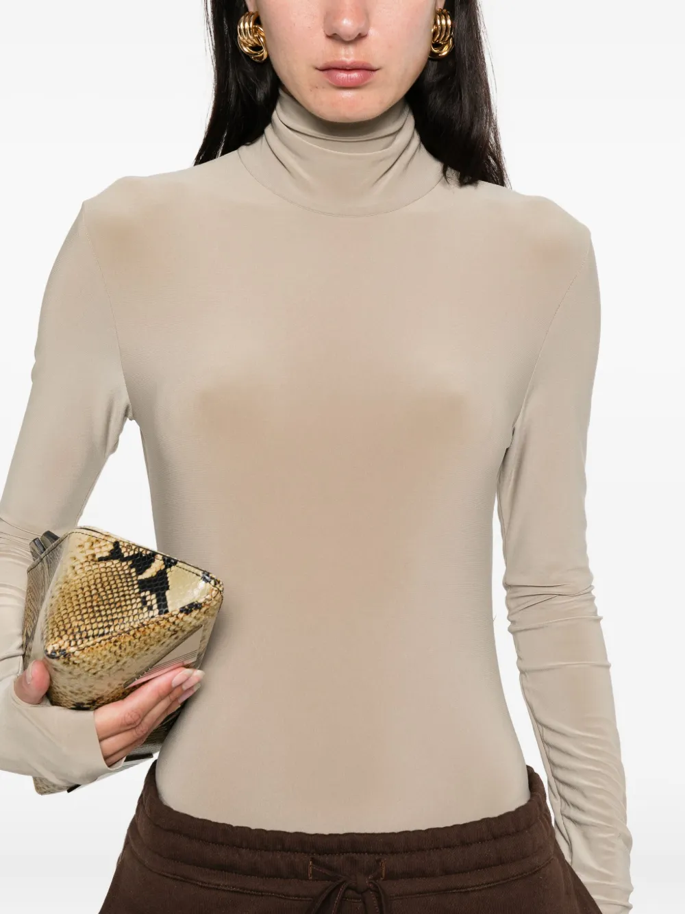 Norma Kamali long-sleeve bodysuit Beige