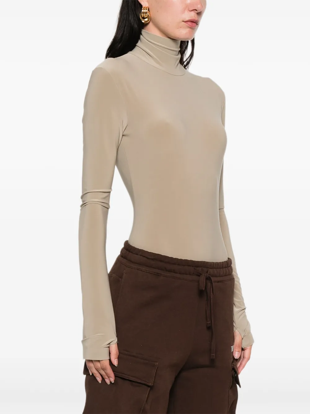 Norma Kamali long-sleeve bodysuit Beige