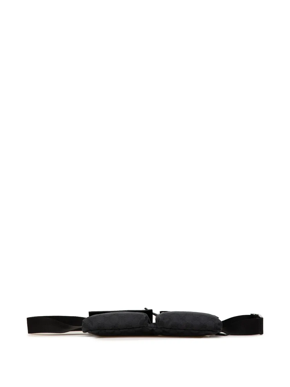 Pre-owned Gucci 2000-2015 Gg Canvas Double Pocket Belt Bag In Black