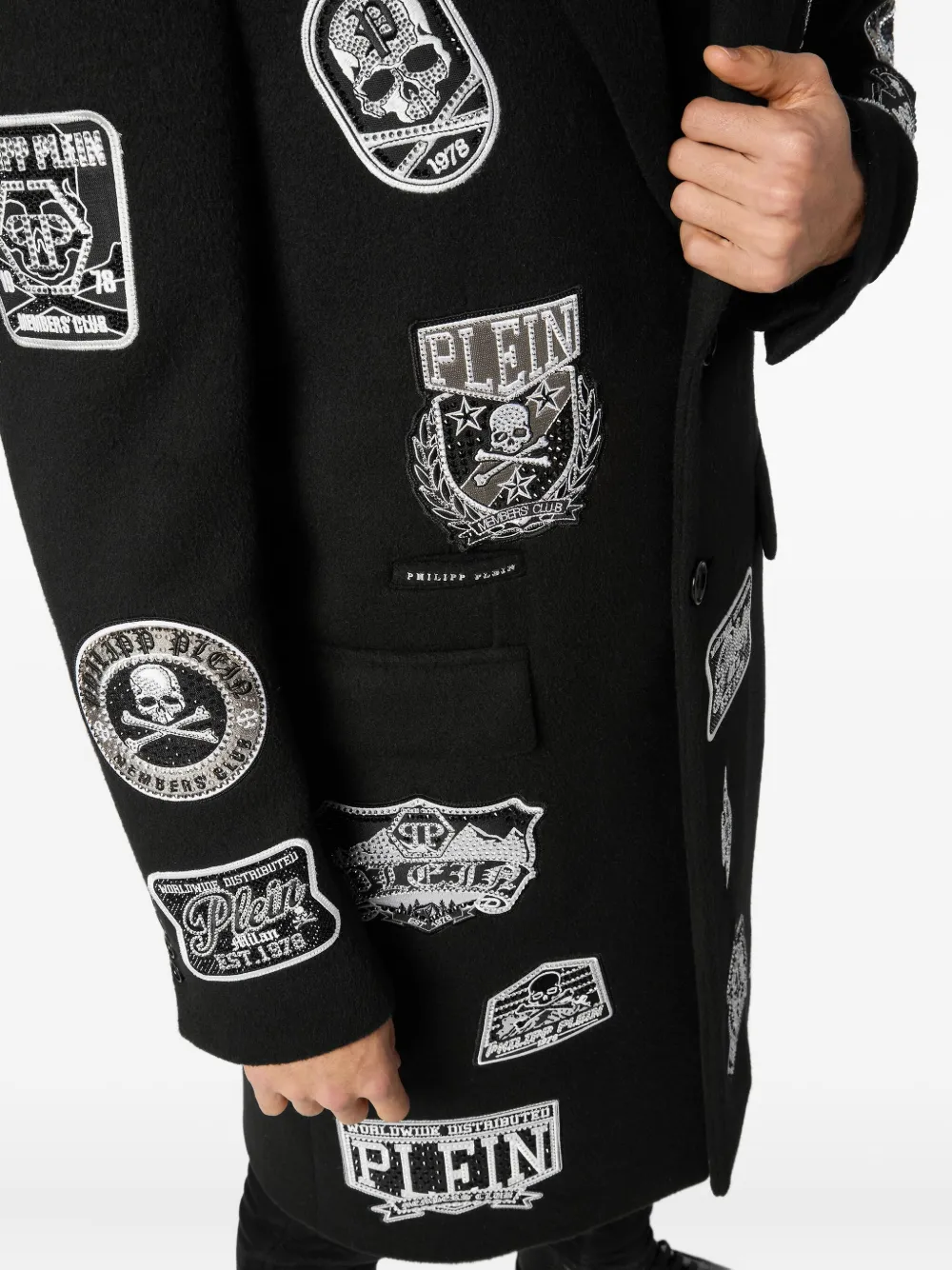 Philipp Plein Jas met patches Zwart