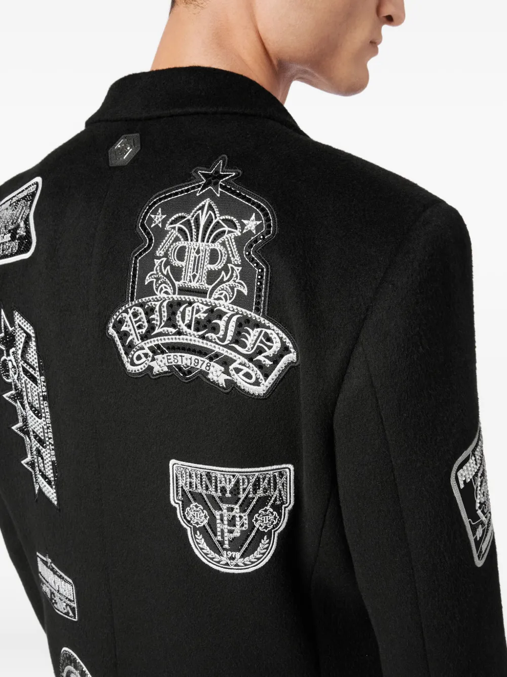 Philipp Plein Jas met patches Zwart