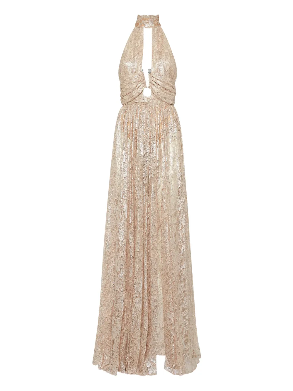 Philipp Plein lace piercing maxi dress Beige