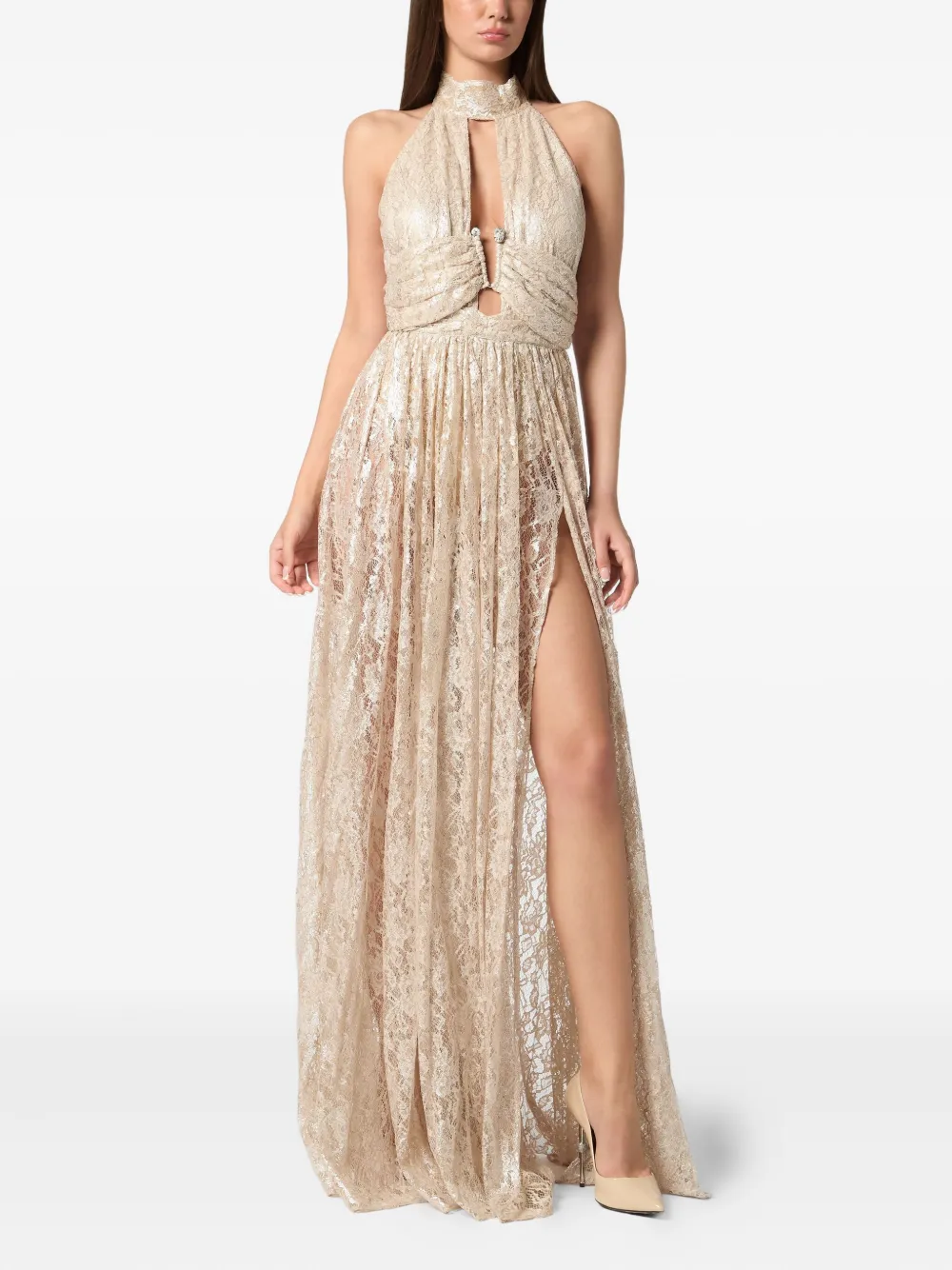 Philipp Plein lace piercing maxi dress - Beige