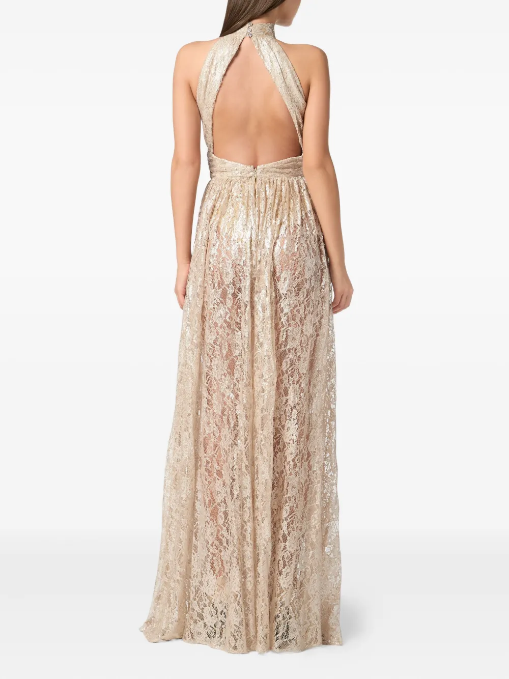 PHILIPP PLEIN LACE PIERCING MAXI DRESS