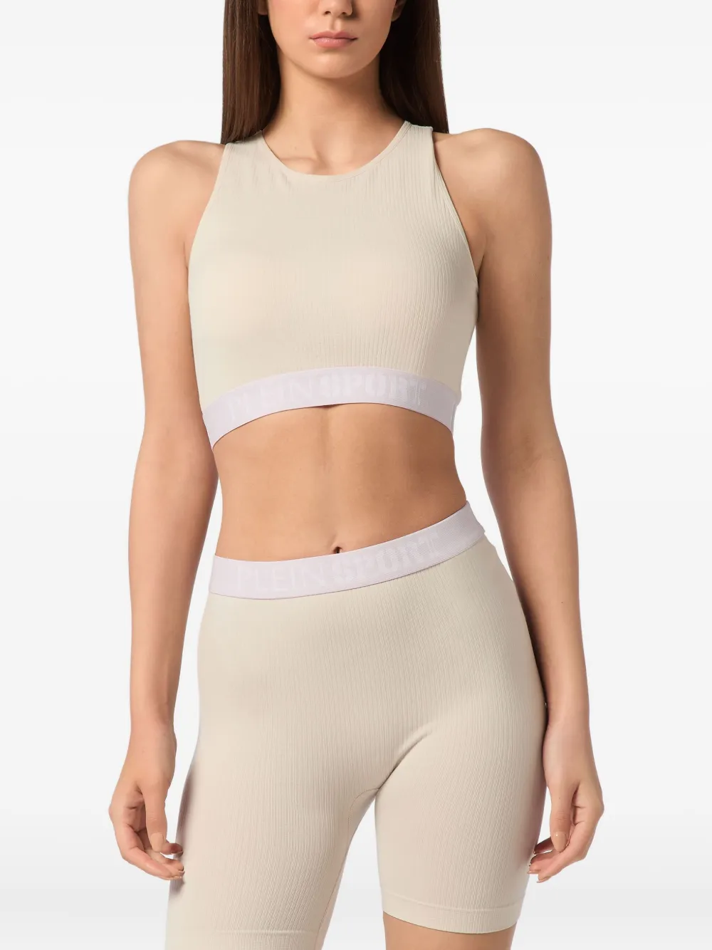 Plein Sport Geribbelde sport-bh Beige