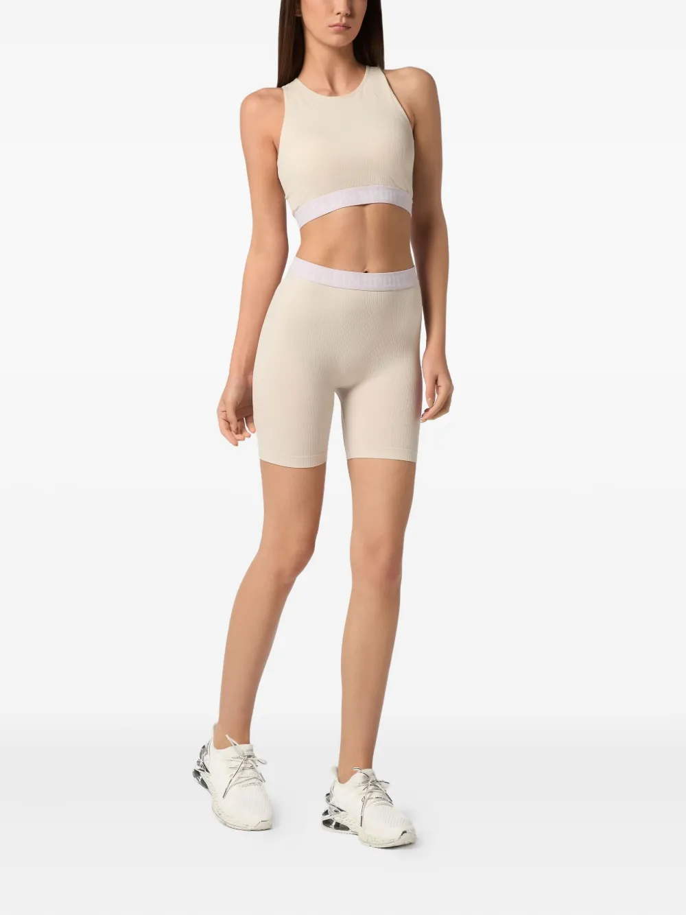 Plein Sport Geribbelde sport-bh - Beige
