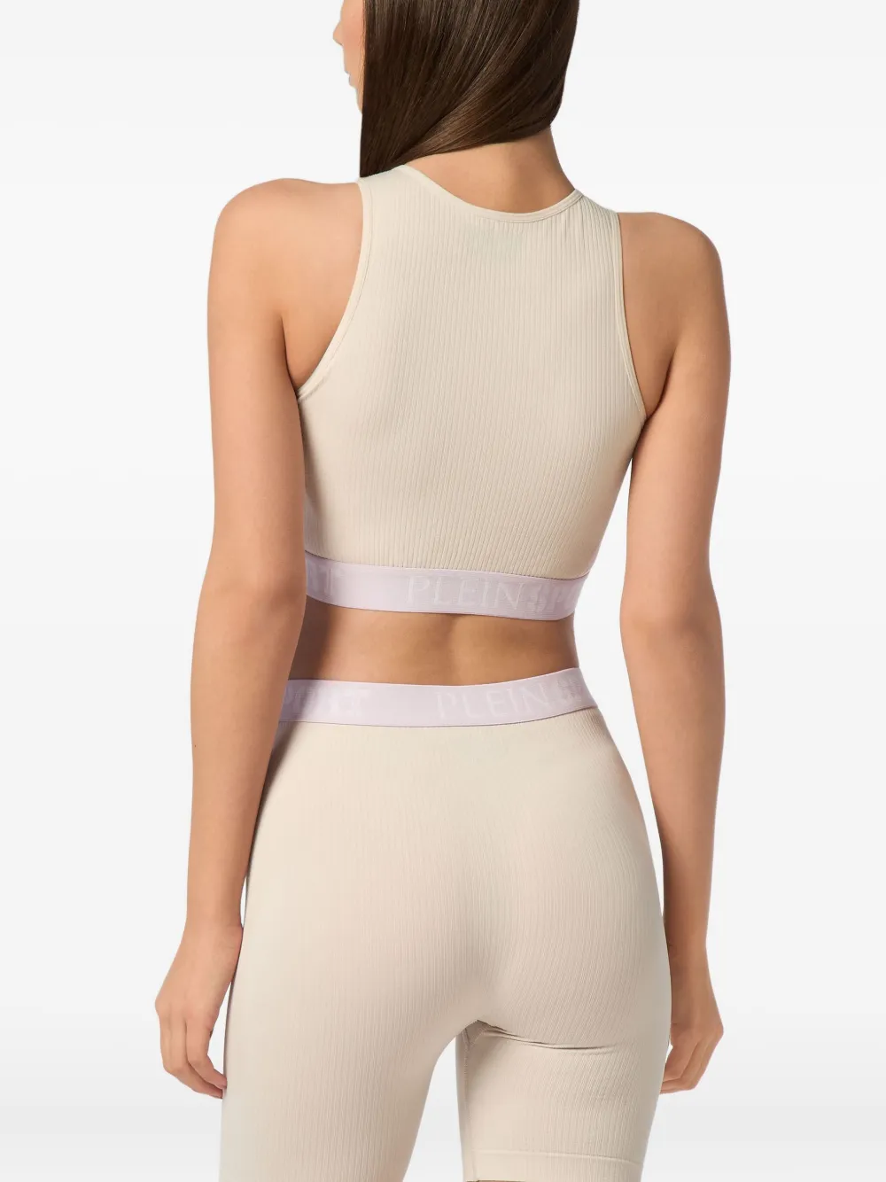 Plein Sport Geribbelde sport-bh Beige