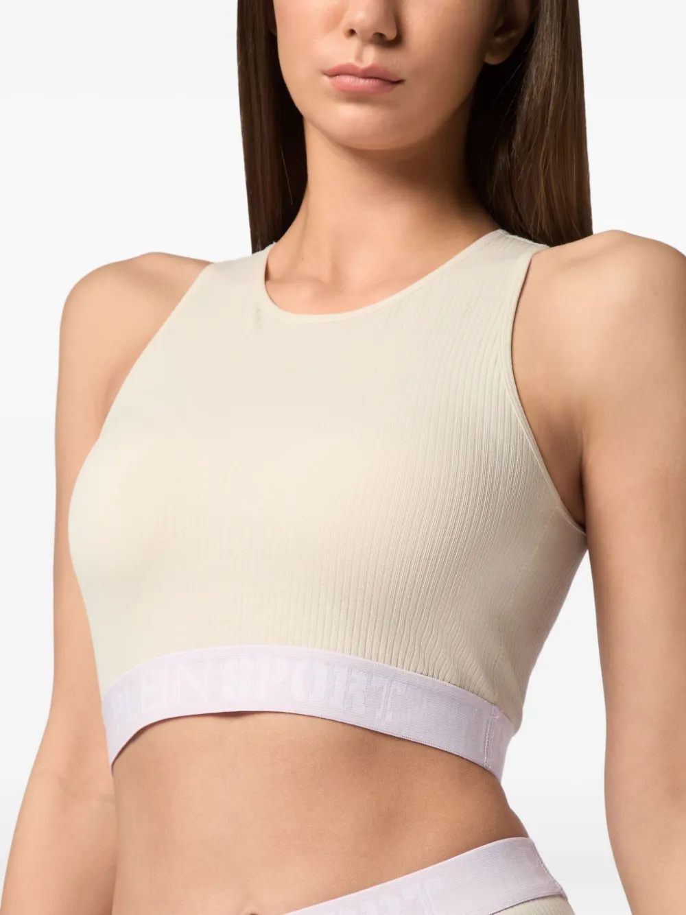 Plein Sport Geribbelde sport-bh Beige