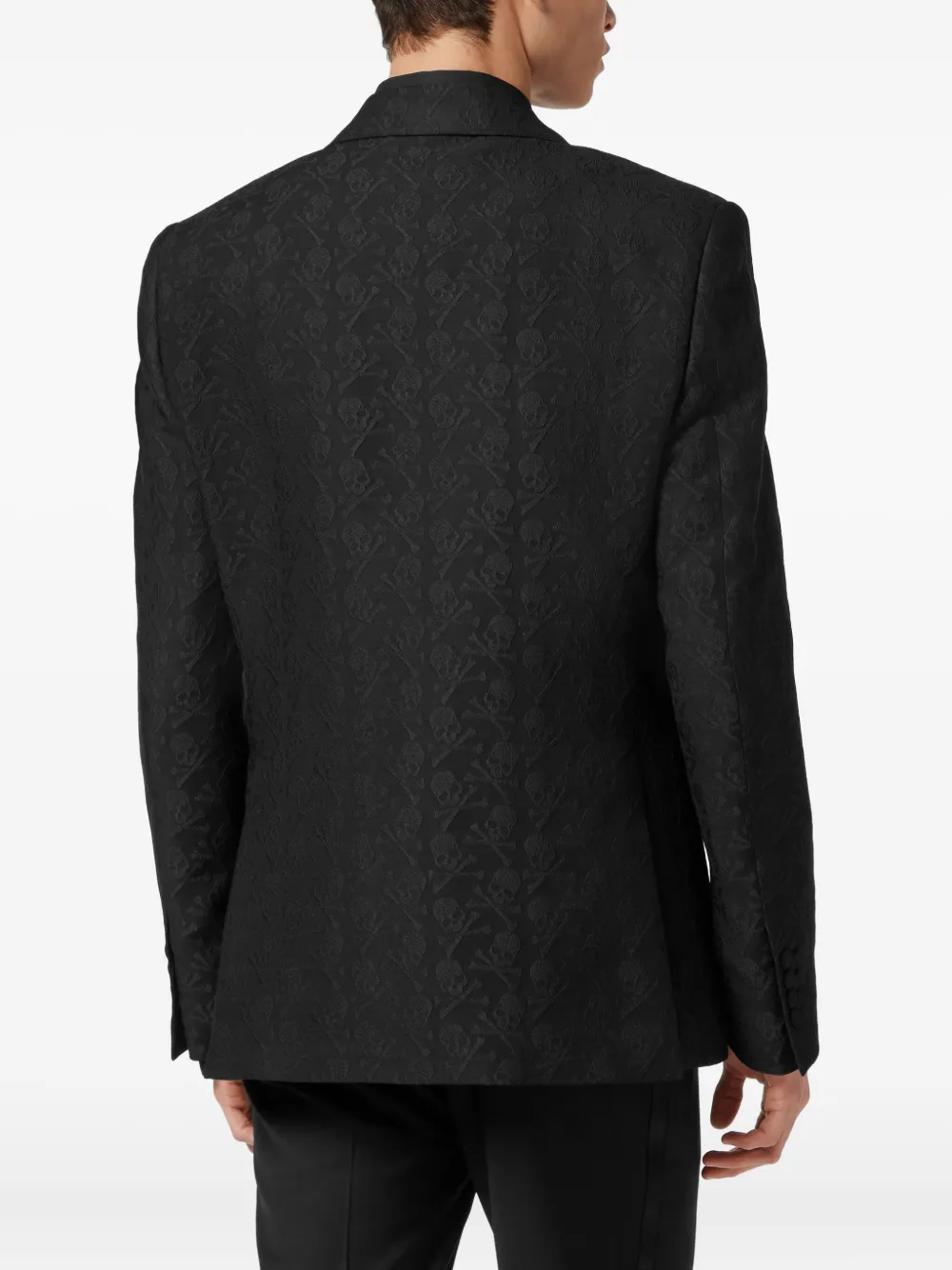 Philipp Plein Skull&Bones blazer met jacquard Zwart